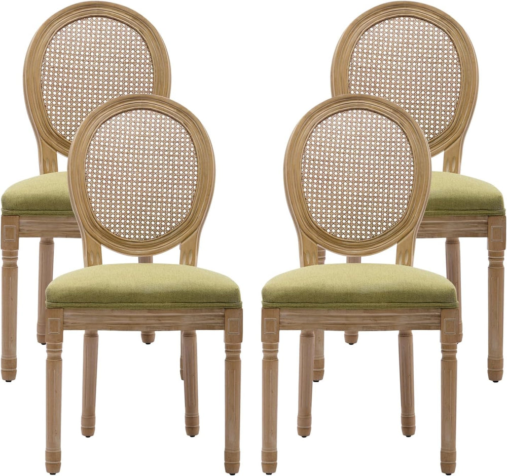 French Country Dining Chairs Set of 4，Fabric Upholstered Dining Chair with Ro...