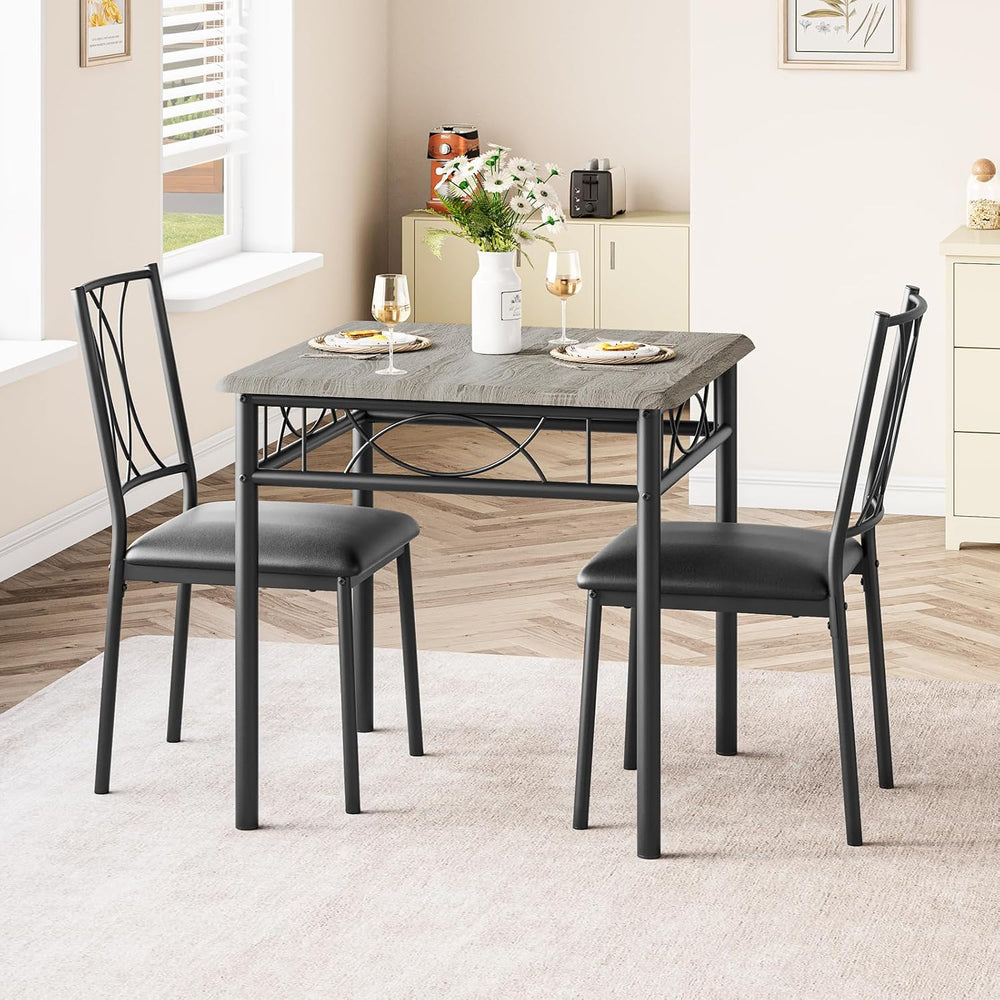 Dining Table Set for 2, Kitchen Table with 2 Upholstered Chairs, Wood 3-Piece...