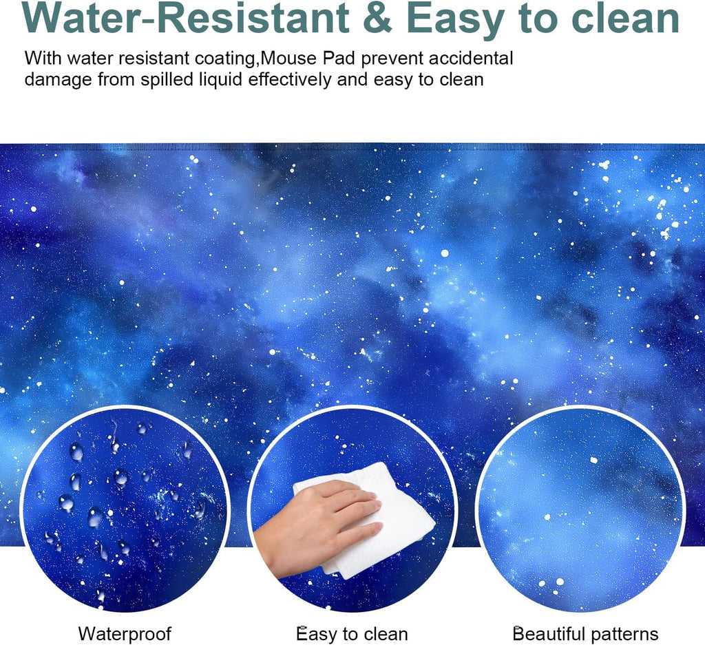 Starry Sky Gaming Mouse Pad 35.4"x15.7"Desk Mat Anti-Slip Rubber Base & Durable Stitched Edges for Gamers Smooth Mouse Writing Surface for Desk Office/Home