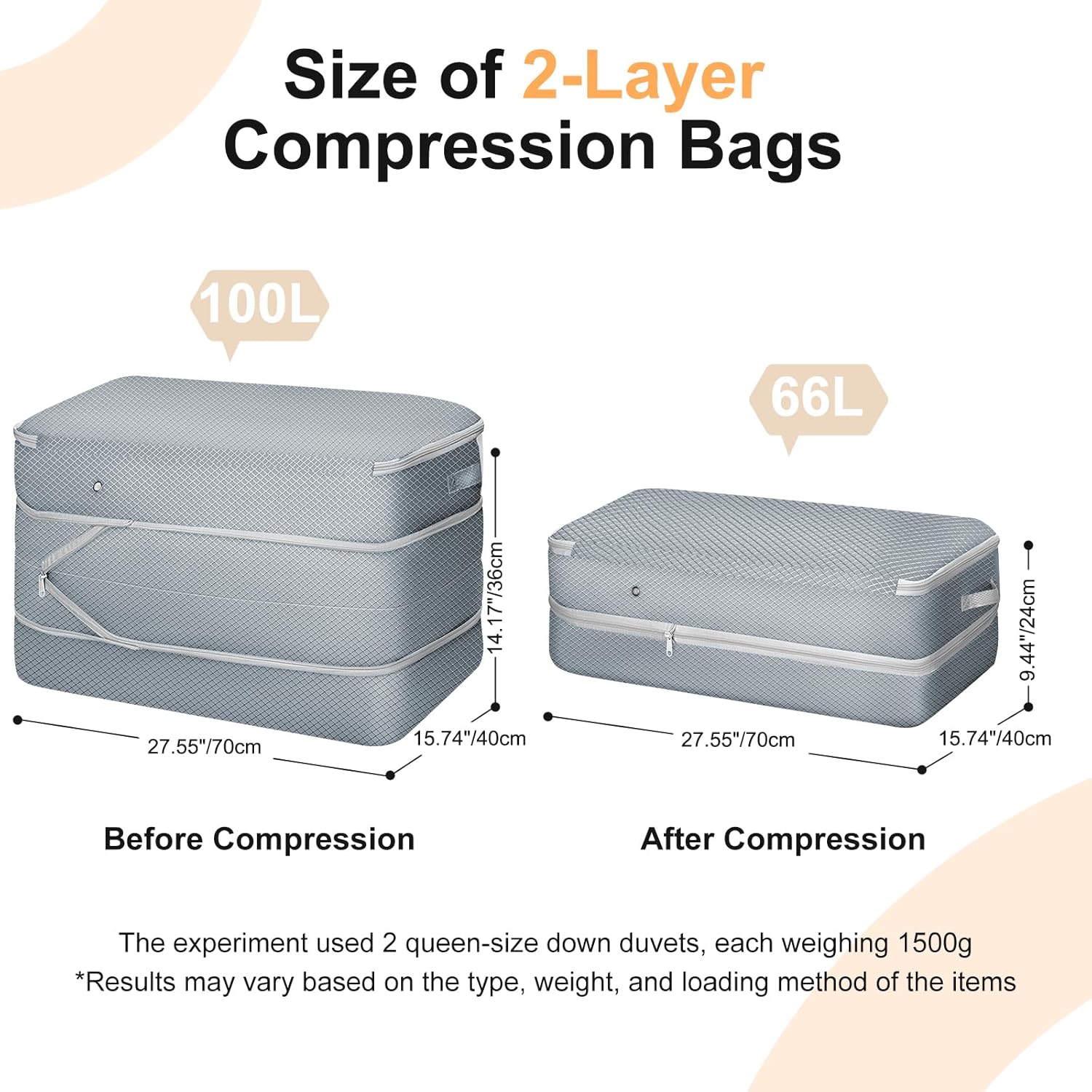 Comforter Storage Bag - Large Capacity Bedding Storage Bags Ultra Space Saving Self Compression Organizer, Washable Compression Bags for Storage Comforter Blanket Duvet Pillow, 4-Pack, Grey