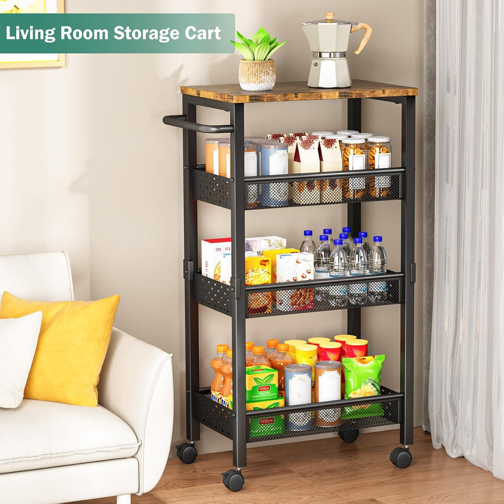 Vivihomety 4-Tier Laundry Utility Rolling Cart with Wheels, Metal | Narrow 8....