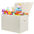 Mayniu Kids Toy Storage Box Chest with Lid, Sturdy Toy Bin Organizer for Kids, Girls, Boys, Living Room, Nursery, Bedroom, Playroom 25"x13" x16" (Beige)