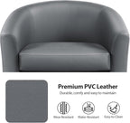 Yaheetech Barrel Chairs, Faux Leather Chairs, Modern Leather Club Chairs Comfy Gray Accent Chairs with Sturdy Wood Legs for Living Room/Bedroom/Reading Room/Waiting Room, Gray, Set of 2