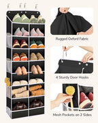 ULG Over The Door Shoe Organizer with 16 Large Pockets, Hanging Shoe Rack for Closet Door, Space Saving Shoe Storage Black