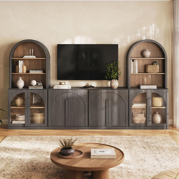 BELLEZE Bijou 126" Wall Unit 6-Piece Modular TV Stand - Ebony