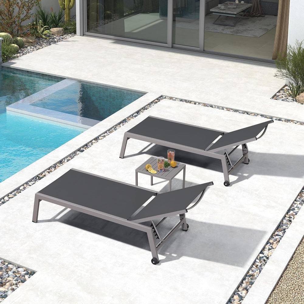 PURPLE LEAF Patio Chaise Lounge Set for 2, Oversize Seat, Grey | Reinforced a...