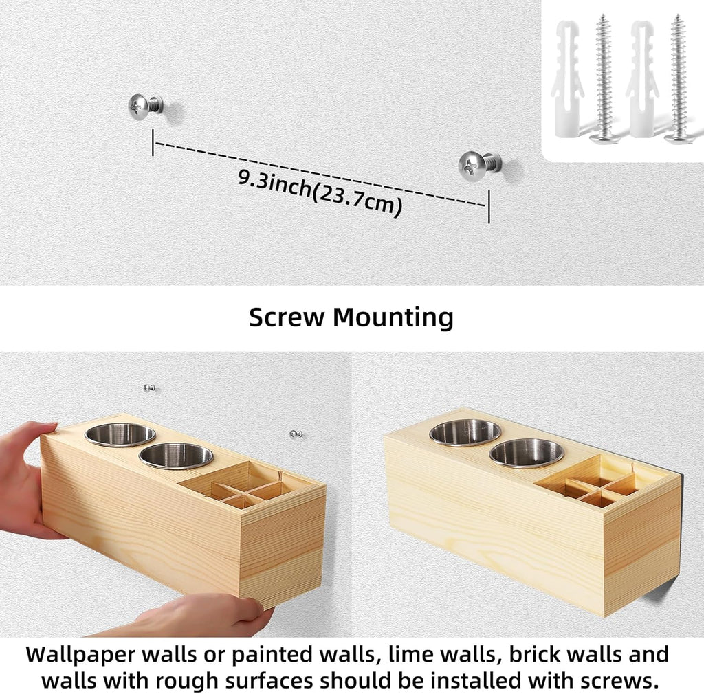 Hair Dryer Countertop Holder, Hair Tool Organizer Wall Mount, Blow Dryer Holder Cabinet Door Organizer, Bathroom Countertop Blow Dryer Holder and Curling Iron Holder (Cedar Wood, Log color)