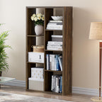 Cube Storage Organizer Bookcase, Decorative 11 inch Open Back Cubical Shelf with Thickened Border, Display Bookshelf for Living Room, Home Office, Sturdy Room (Brown, 7 Cube)