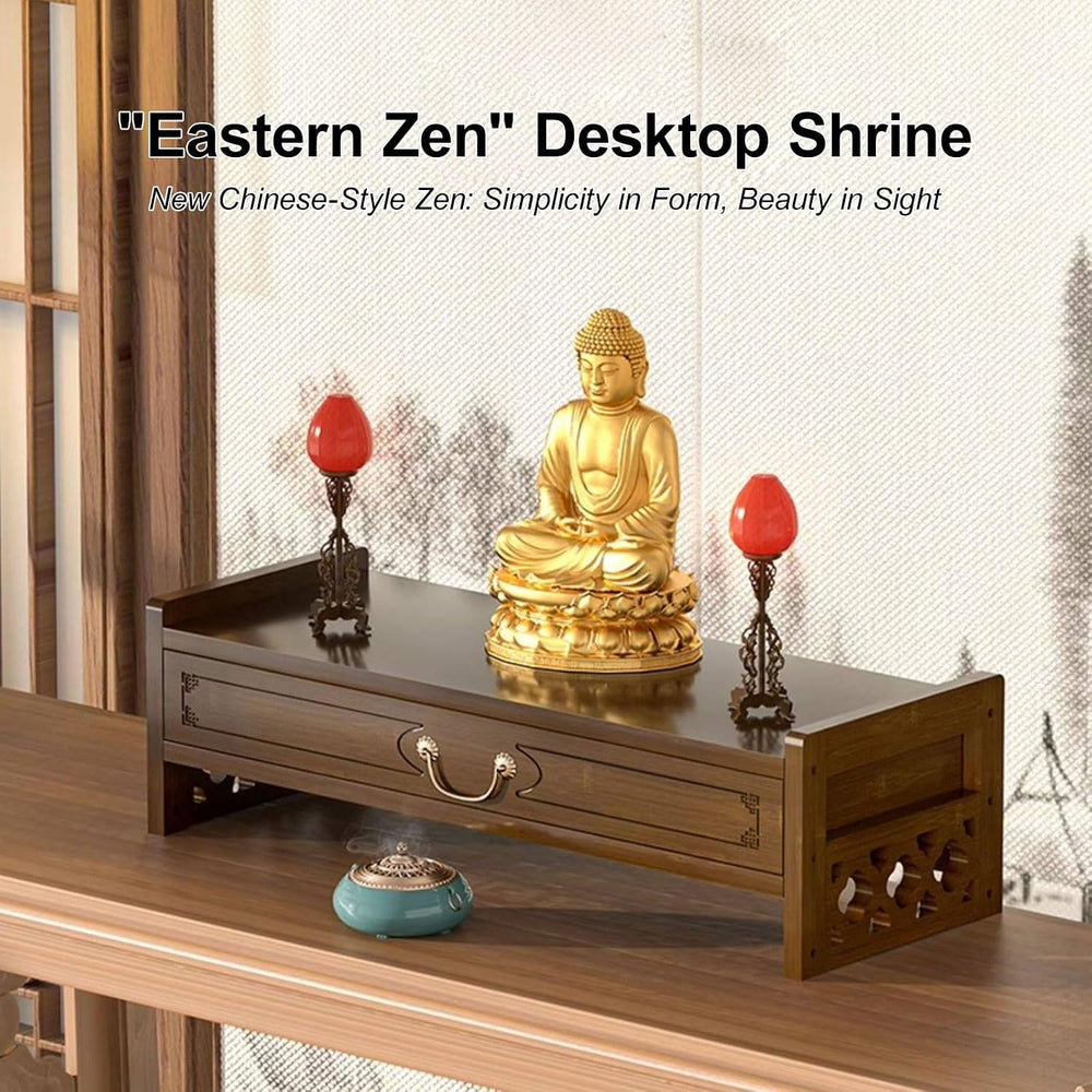 Meditation Table Altar, Small Puja, Altar Table with Storage & Drawers Pr...