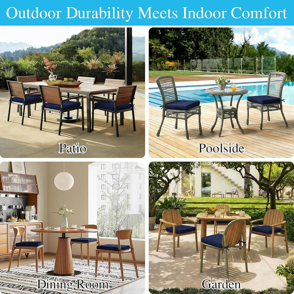 Amagenix 19x19x3 Inch Outdoor Chair Cushions Set of 2 Navy Blue