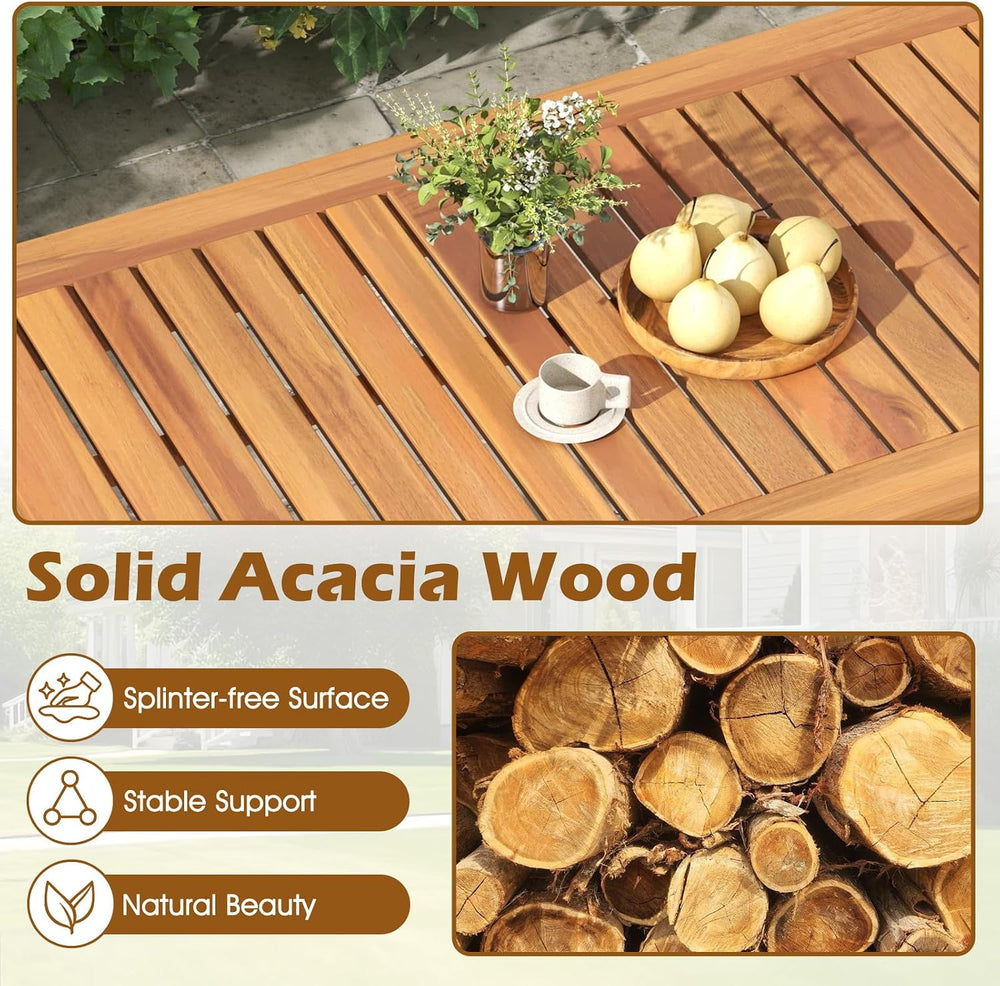 Tangkula 4 Pieces Patio Furniture Set, Outdoor Acacia Wood Conversation Set w...