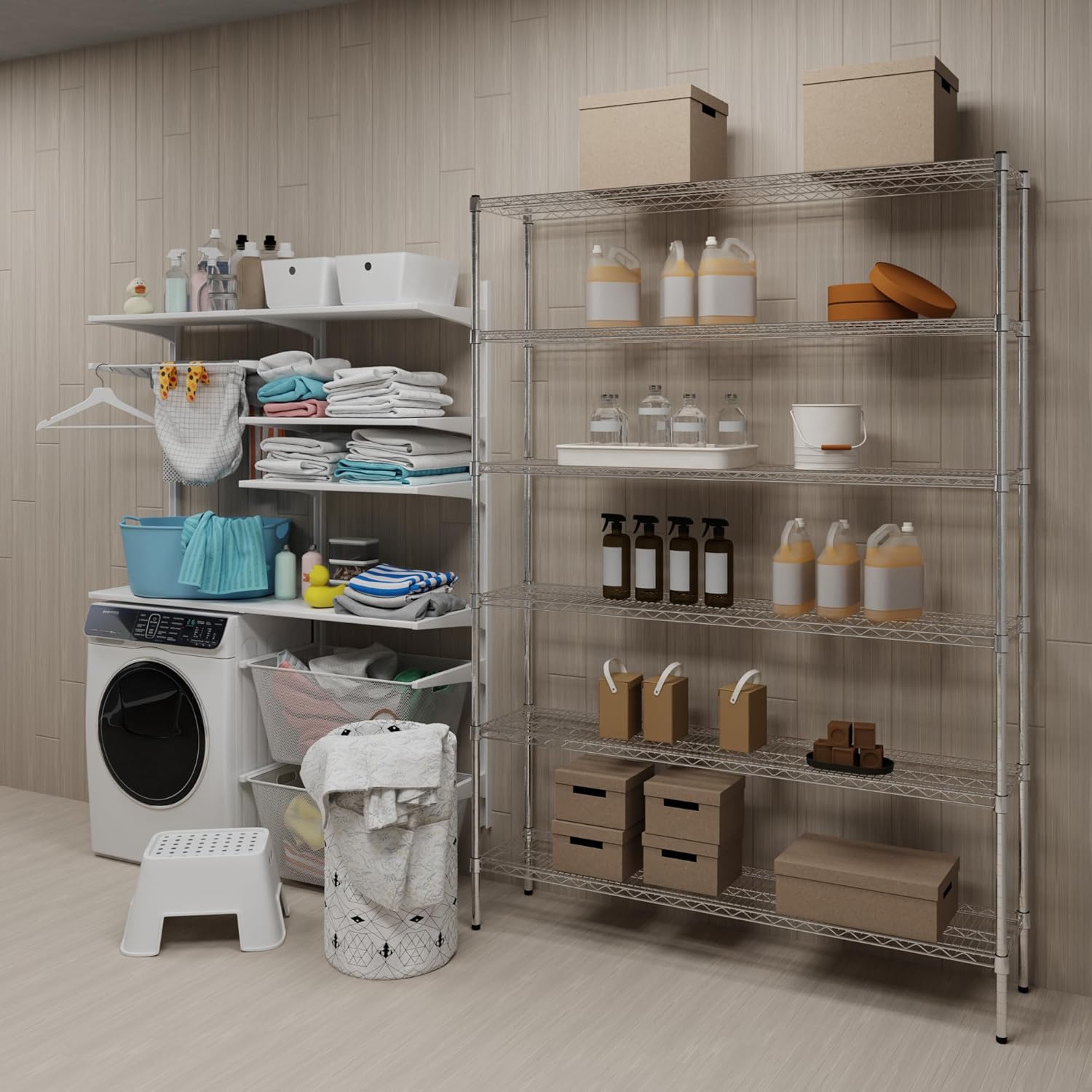 14" Deep x 60" Wide x 74" Height Wire Shelving Kit | 6-Tier | NSF Commercial Storage Rack Unit