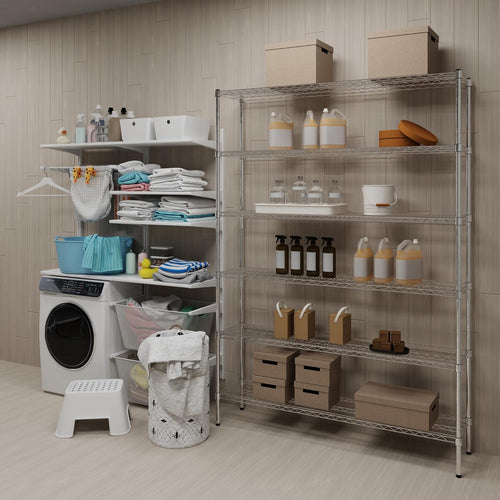 14" Deep x 60" Wide x 74" Height Wire Shelving Kit | 6-Tier | NSF Commercial Storage Rack Unit