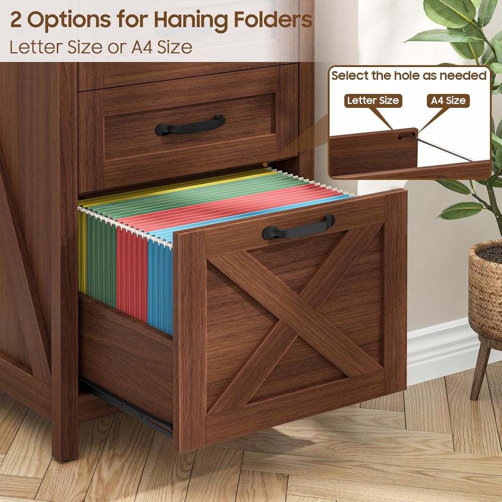 Halitaa Small Farmhouse File Cabinet with 3 Drawers for Home Office, Walnut |...