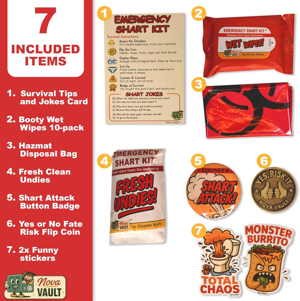 Emergency Shart Kit – Funny Shart Survival Kit, 7-Piece Gift