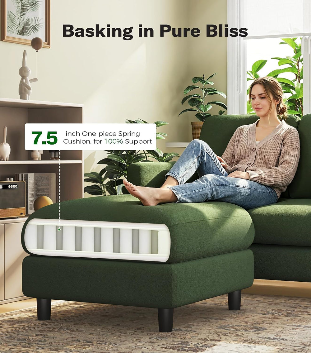 Welzona Loveseat Sofa with Ottoman, 51" Small L Shaped Teddy Couch Sofa ...