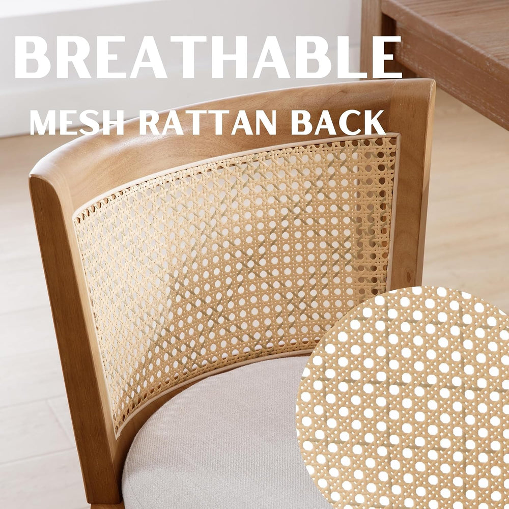 RIVOVA Modern Farmhouse Rattan Dining Chairs Set of 6 Natural Wood Kitchen Ch...