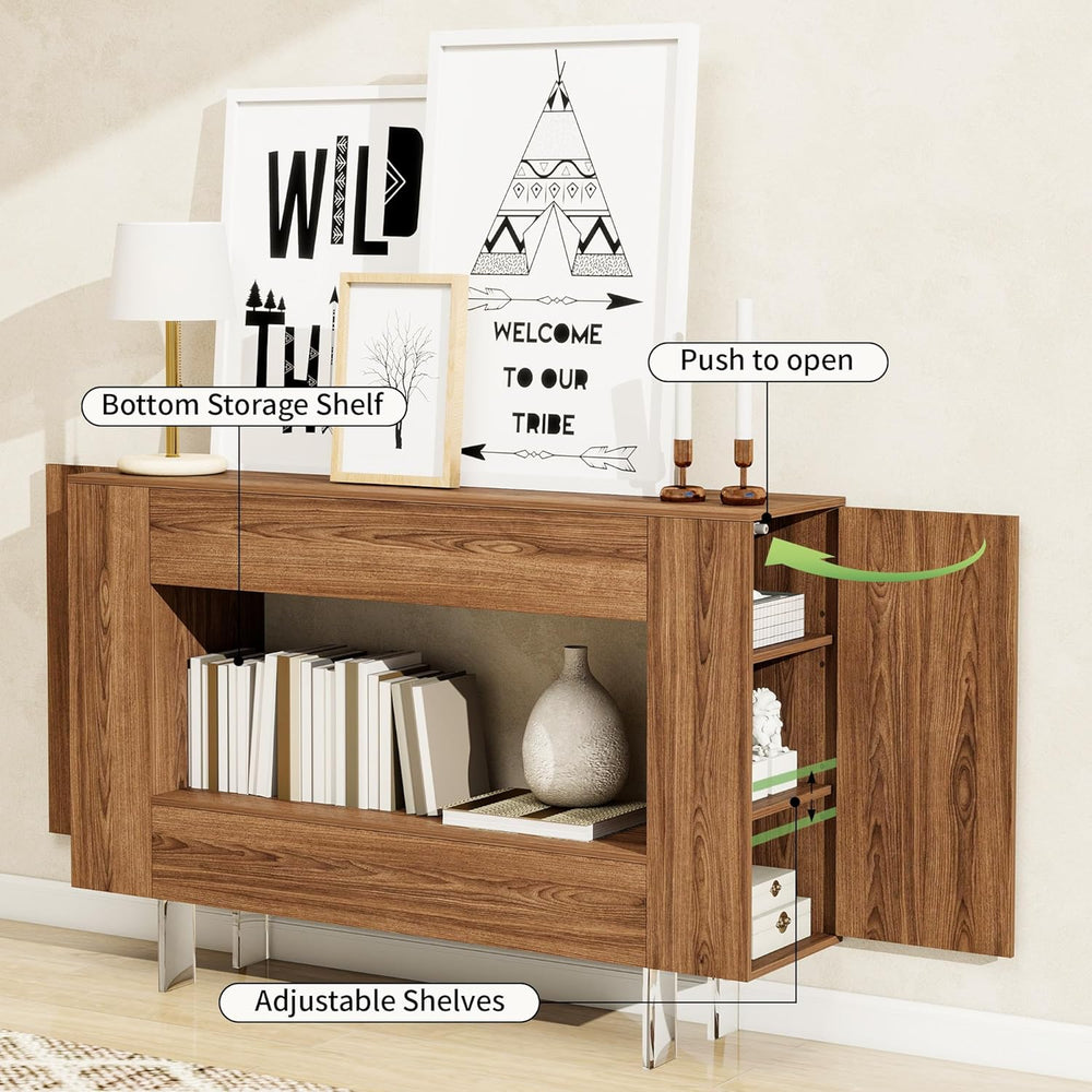 Console Table, 47" Entryway Table with Hidden Storage Cabinets, Adjustab...