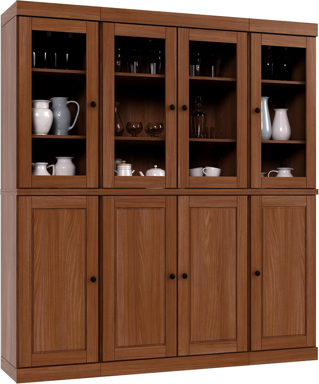 Palace Imports 100% Solid Wood Kitchen Pantry with 2-Drawer Kit, Mocha, 65" w x 71.5" h x 15.5" d, Renewable Eco-Friendly Wood, Made in Brazil