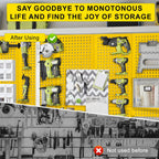 Metal Peg Board Panels for Workbench, Shop, Shed Modular Peg Board Organizer Board Kit, pegboard Wall Organizer(4 Pack, Yellow)