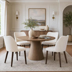 COLAMY Dining Chairs Set of 4, Upholstered Fabric Kitchen Chairs with Curved Back, Padded Seat and Solid Wood Legs, Modern Dining Chair for Kitchen Dining Room, Beige