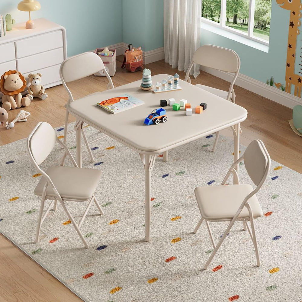 IDEALHOUSE 5 Piece Boys Girls Folding Table and Chairs Set, Activity Table an...