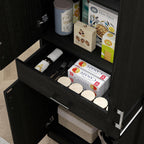HOMCOM 71" Kitchen Pantry Cabinet with Adjustable Shelf and Drawer, Freestanding Tall Storage Cabinet with Double Doors, Distressed Black