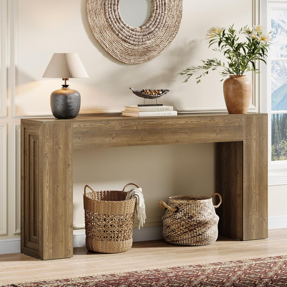 Tribesigns 63-Inch Long Console Table, Farmhouse Narrow Sofa Table Behind The...