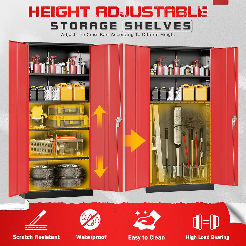 Bonusall 72" Metal Garage Storage Cabinet， Heavy-Duty Steel Cabinet with...