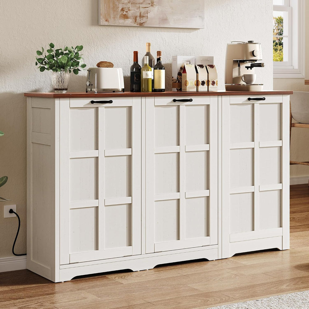 YITAHOME Farmhouse Kitchen Island, 2 Tilt‑Out Compartments | Tilt‑out compart...