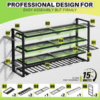 Large Power Tool Organizer Wall Mount, Garage Storage Cordless Tool Organizer with Screwdriver Holder, Heavy Duty Metal Storage Rack with 8 Drill Holder 4 Layer, Gifts for Men Who Have Everything