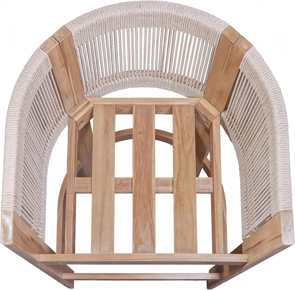 Merax Outdoor Bar Stools Set of 4, Rope Rattan Patio Barstools with Footrest ...