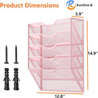 Kuntine.B Wall File Organizer Office Hanging Magazine Holder Wall File Organizer for Office Home (Pink, 5 Tier)