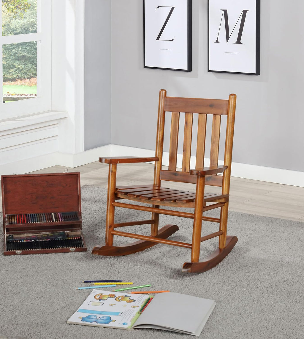 Coaster Home Furnishings Annie Slat Back Solid Wood Kids Rocking Chair Golden Brown 609452