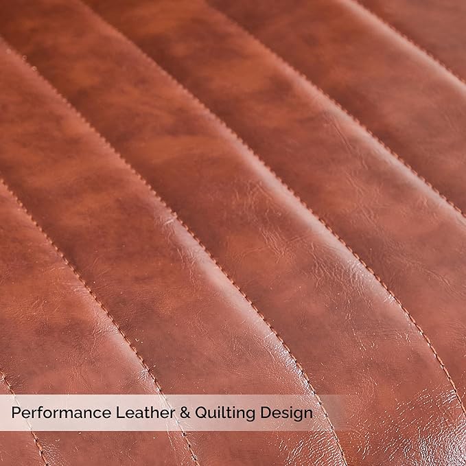 Dining Chairs Set of 6, Modern Dining Chairs with Thick Cushions, PU Leather Upholstered Kitchen Dining Room Chairs with Metal Legs for Dining Living Room (Reddish Brown)
