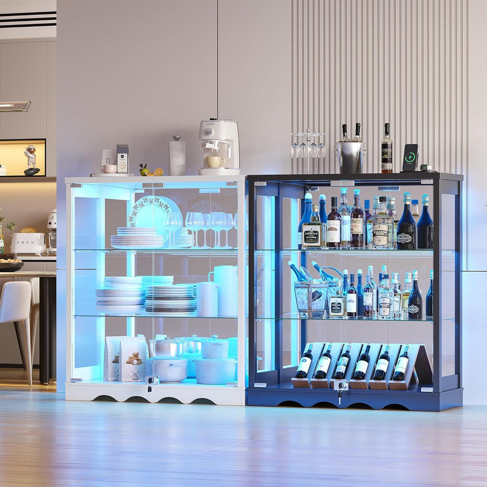 Dystler RGB Display Cabinet with Glass Doors - 39’‘ Tall Curio Cabinet with L...