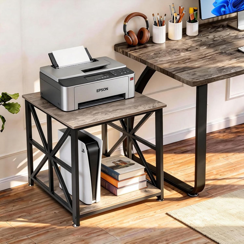 TooCust Square End Table with Storage Shelf, 24 inch Large Side Table with Ro...
