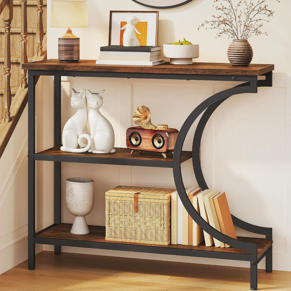 Hoctieon Console Table, 3-Tier Industrial Entryway Table with Storage, Hallwa...