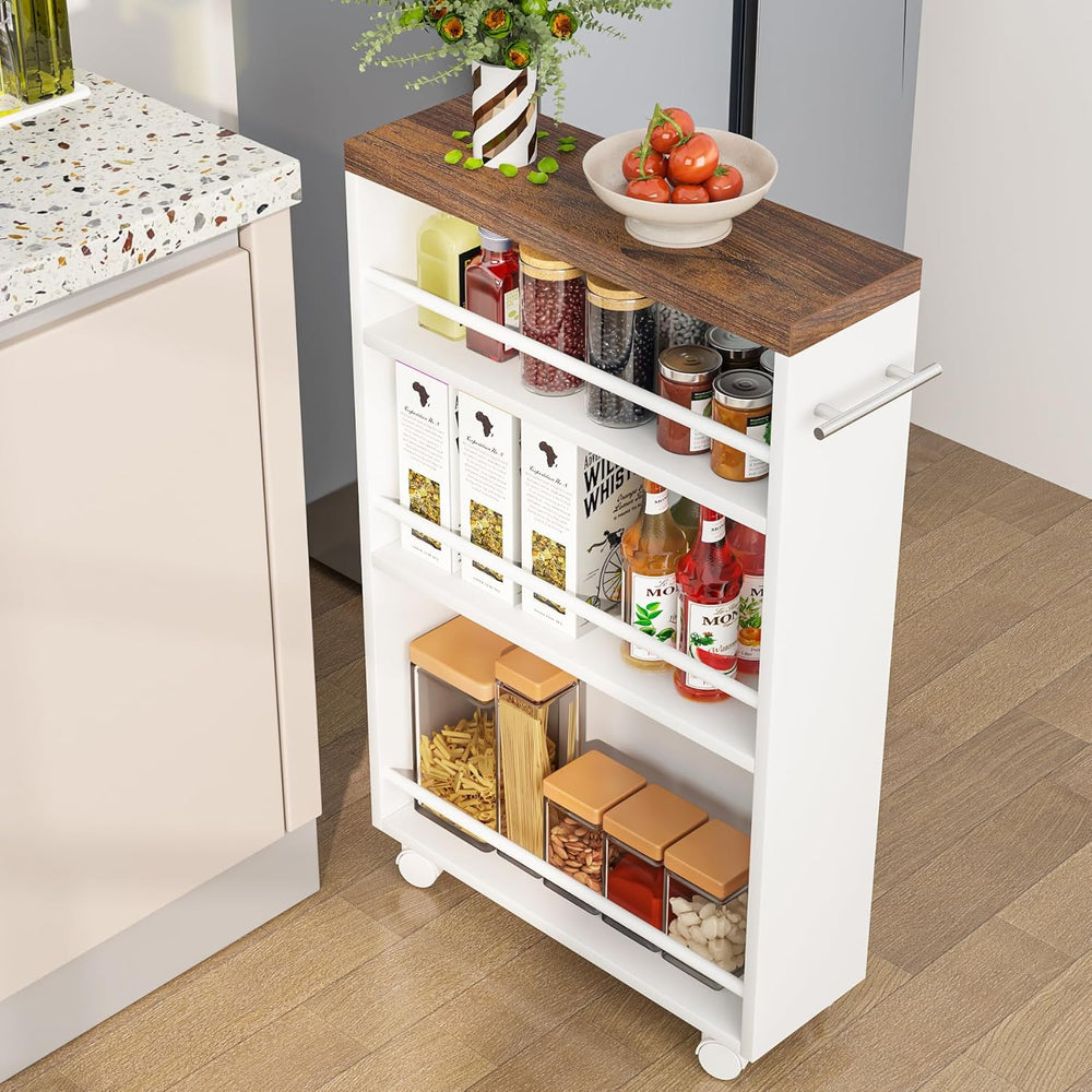 Tribesigns Slim Storage Cart, Rolling Narrow Kitchen Cart on Wheels for Small...