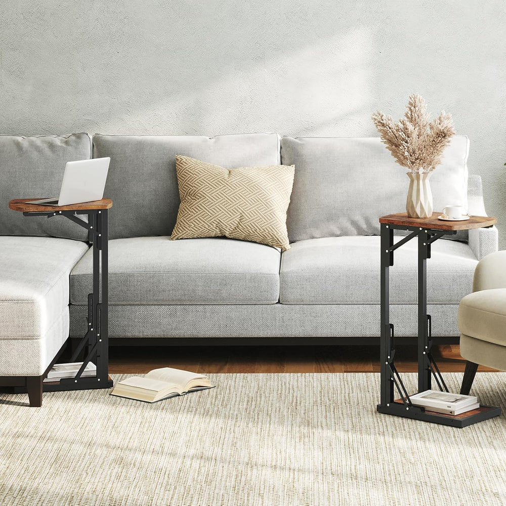 MAHANCRIS Folding C Shaped End Table, Adjustable Small Sofa Side Laptop Desk,...