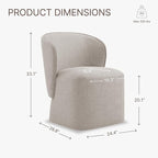 Upholstered Dining Chair with Casters No Assembly Linen DeskChair Wingback Single Sofa for Kitchen Diningroom Bedroom Readingroom,2 PCS,Beige