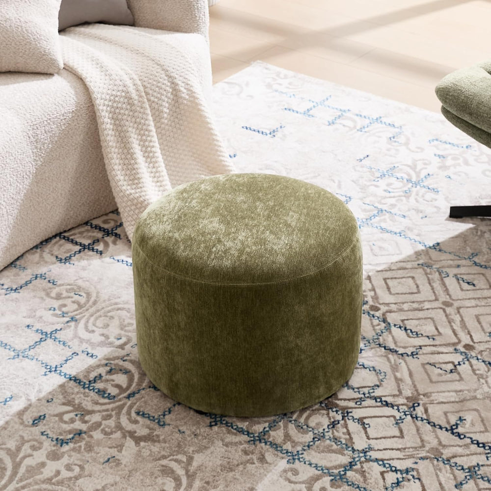 Flouki Pouf Ottoman Footrest, Foot Stools, Modern Round Upholstered Ottomans,...