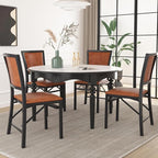 VECELO Folding Chairs Set of 2 with Cushion, Foldable Padded Seats with Heavy Duty Metal Frame for Kitchen/Dining/Living Room, No Assembly & Space Saving Design, Chestnut Brown