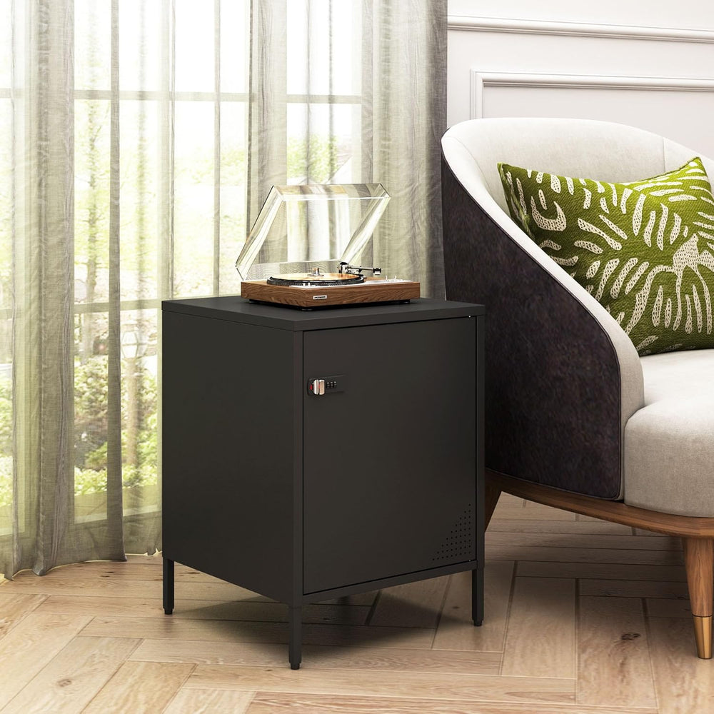 Steehoom Metal Lockable Nightstand, Single Door Locker Metal End Table Small ...