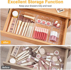 SMARTAKE 13-Piece Drawer Organizers with Non-Slip Silicone Pads, 5-Size | Clear Desk Bathroom Drawer Organizer Trays Storage Tray for Makeup, Jewelry, Utensils in Bedroom Dresser, Office and Kitchen