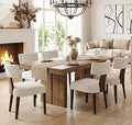 Mid Century Modern Dining Chairs Set of 6, Upholstered Wooden Dining Room Chairs, Farmhouse Kitchen Chairs, Accent Armless Side Chairs with Curved Back for Living Room, Cream Velvet, 6PCS