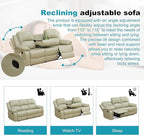 Recliner Sofa Set Couches for Living Room Chair Recycled Leather Fabric Living Room Furniture Sets, Adjusted Loveseat Reclining Couch Furniture Sofa Set for Theater Seating, 3-Seater, Beige