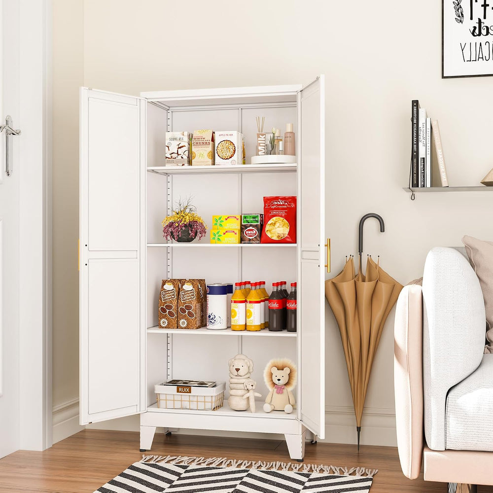 erosoei Metal Pantry Storage Cabinet, Kitchen Storage Cabinets with Adjustabl...