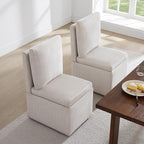 Upholstered Dining Chairs with Casters, Modern Dining Room Chairs Set of 2 with Hidden Storage & 4 Wheels, Single Sofa Chair for Kitchen, Reading Room, Waiting Room, Warm Grey