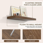 RICHFOCUS 31.5Inch Floating Shelves for Wall 2 Pack Shelves for Bedroom|Kitchen|Bathroom Wall Mounted Rustic Wood Floating Shelf with Invisible Brackets for Books|Storage|Decor, Walnut